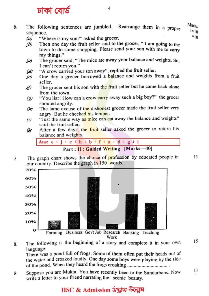 HSC English 1st Paper Question Solution 2023 pdf > all board answer