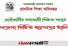 DPE Primary Assistant Teacher District Upazila Wise Vacancy list
